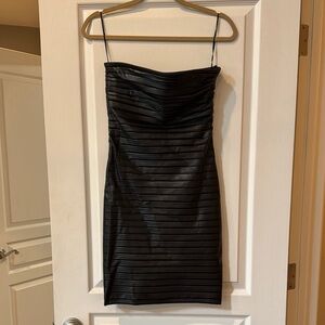 Maje Black Strapless Ruched Cocktail Dress